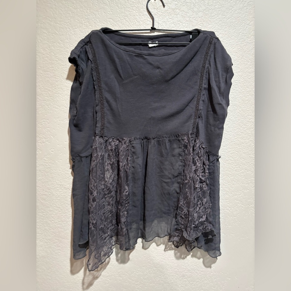 Elegant Gray Lace Women's Top